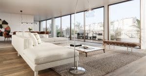 This is what the living room of the NAU 30Credits apartments will look like: Príme Portugal Investment