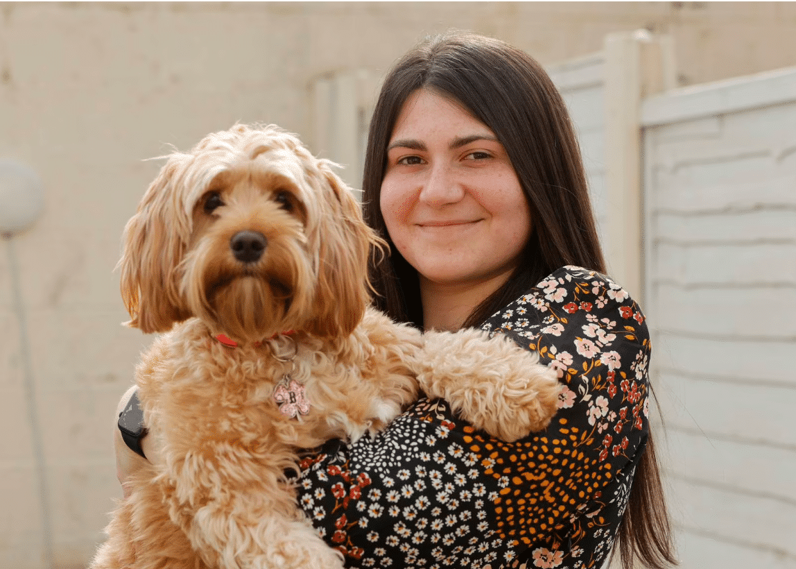 Vanessa Ferreira with her dog Bambina. Photograph: Alan Betson