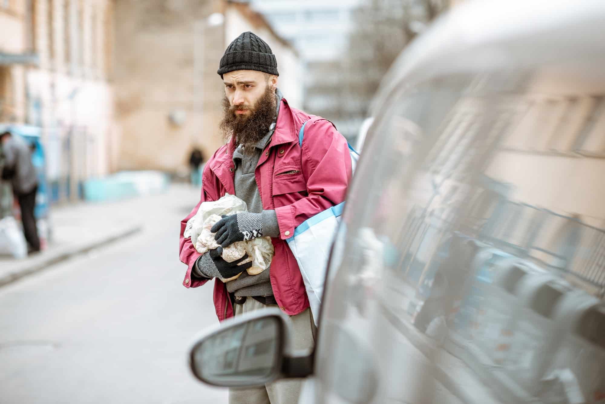 Homeless beggar on the street