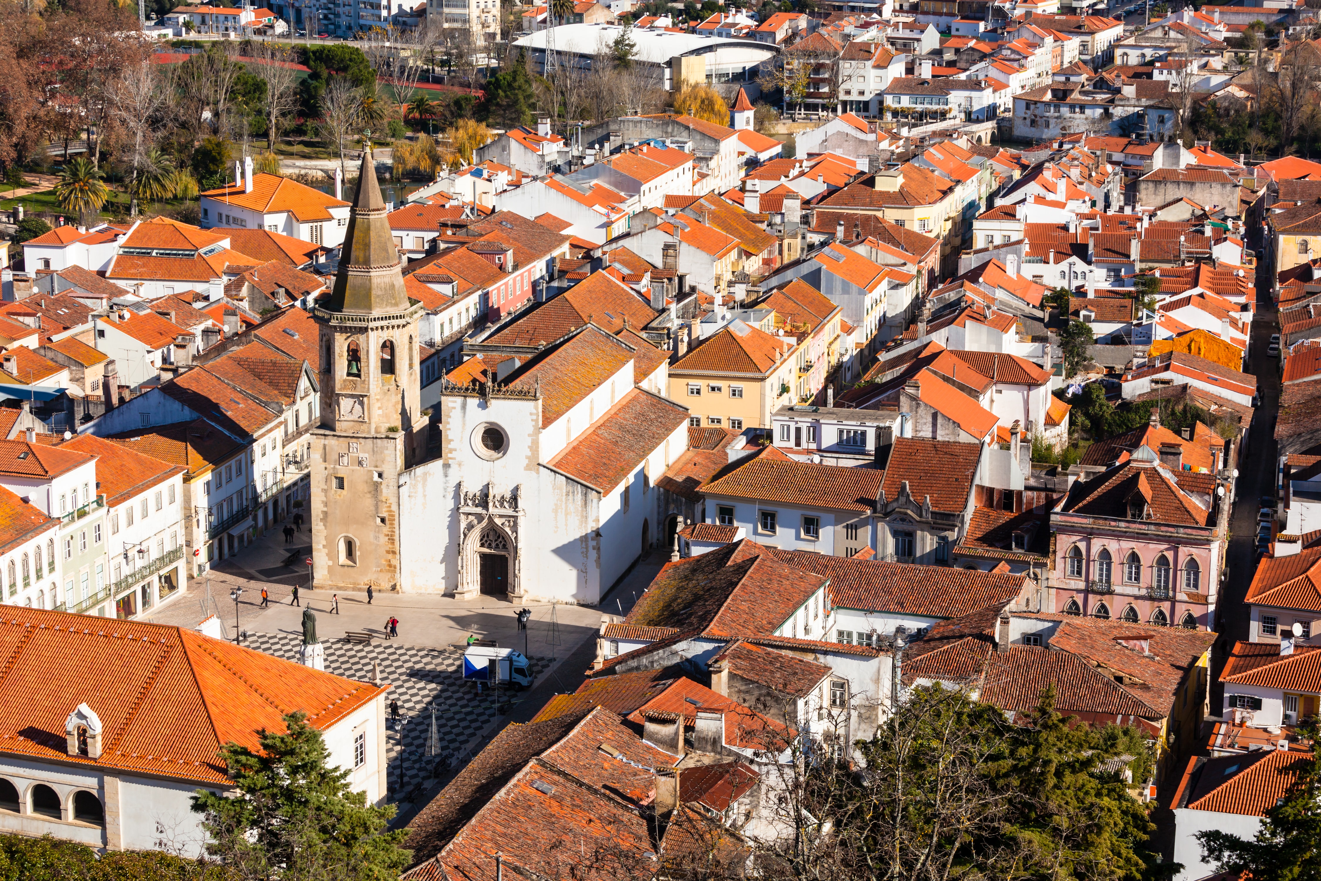 Overview of Old Town of Tomar, Portugal.