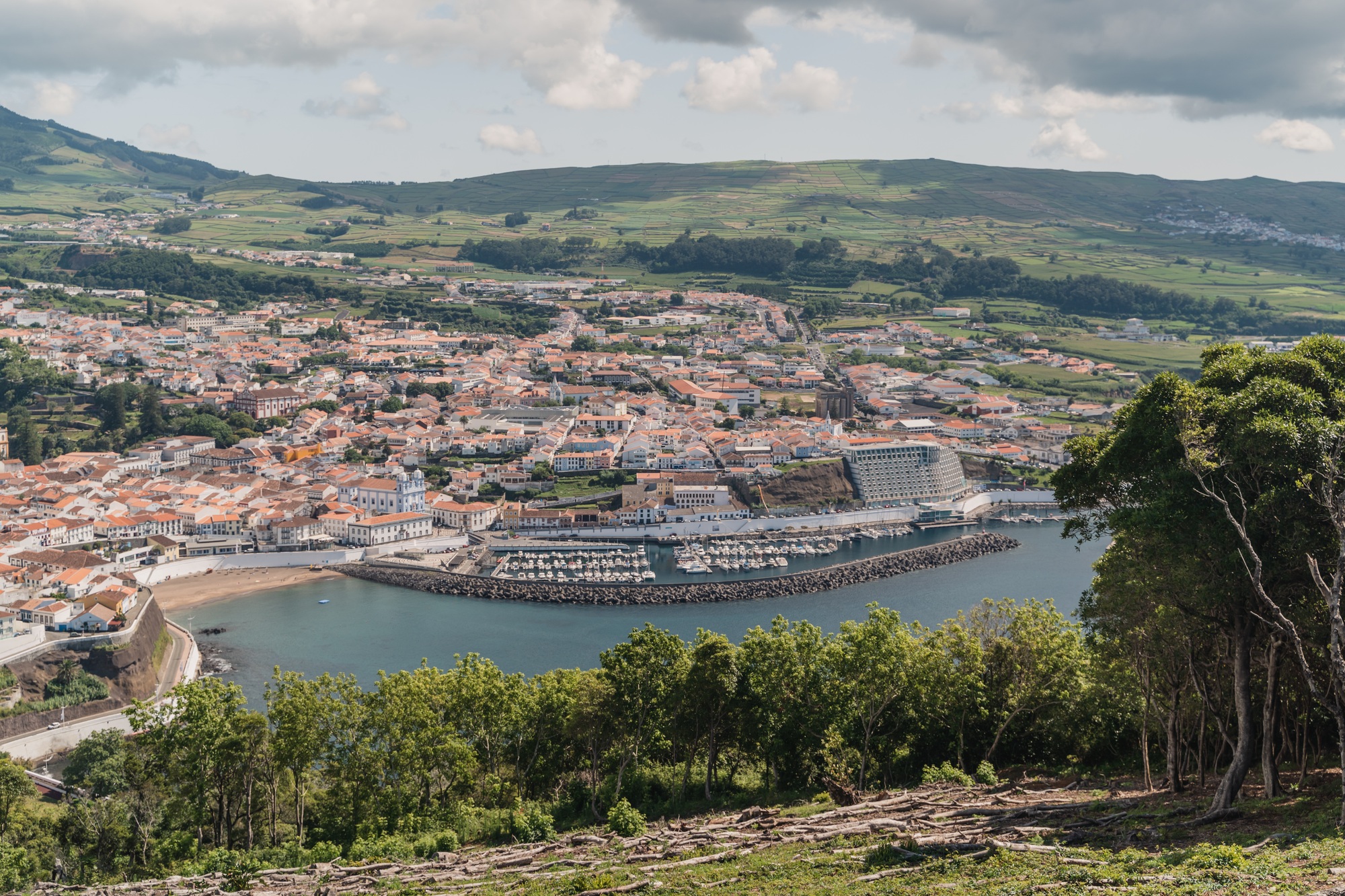 Beautiful view of the Monte Brasil, Terceira Island, Azores, Portugal
