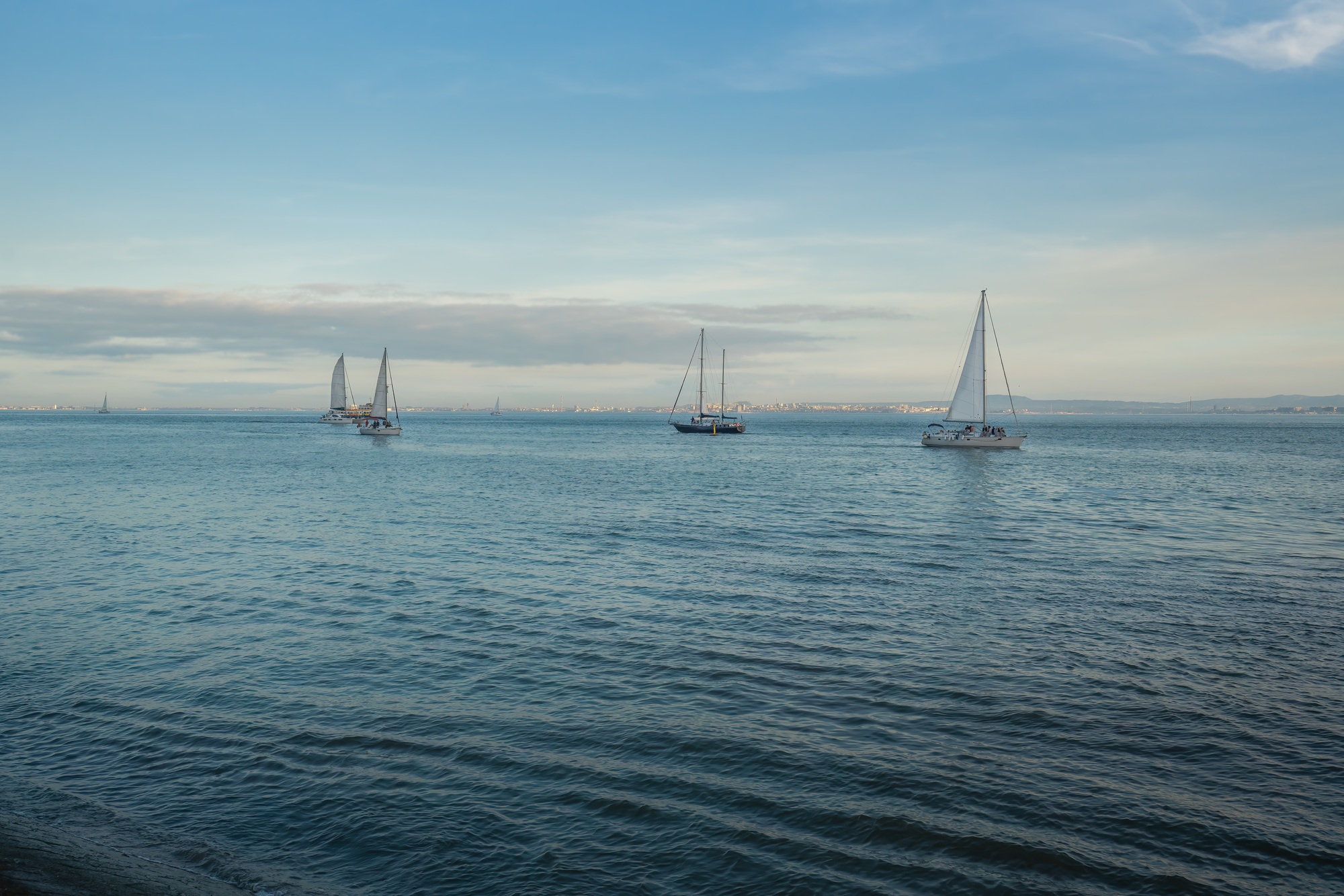 Sailboats at Tagus River (Rio Tejo) - Lisbon, Portugal