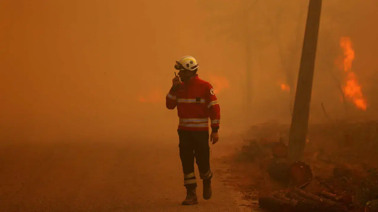 Firefighter vehicle burned while fighting the fire in Vila Real