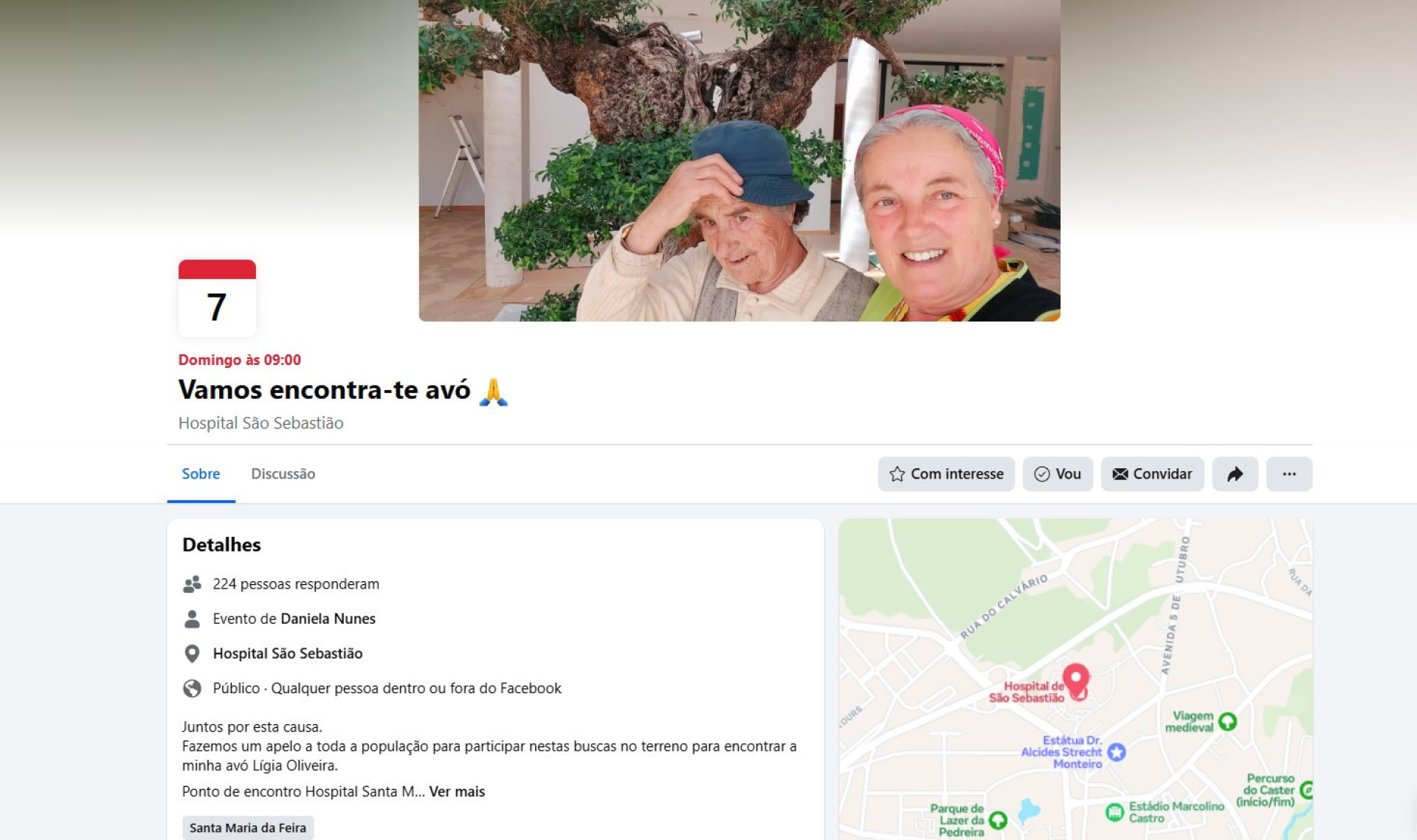 Relatives of missing elderly woman in Santa Maria da Feira organize searches